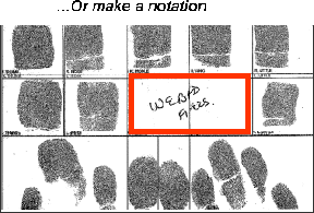 Fingerprint card showing notation of webbed fingers