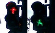 An East Berliner pedestrian traffic light. These have come to be the symbol of East Berlin