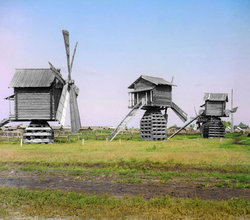 Windmills of Western Siberia, photographed by Prokudin-Gorskii around 1910.