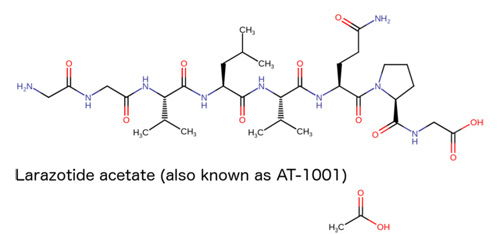 larazotide acetate structure for celiac disease