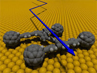Space-filling model of the nanocar on a surface