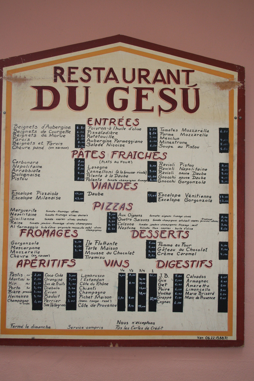 french  restaurant menus