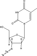 The chemical structure of . AZT, a reverse transcriptase inhibitor, was the first treatment for HIV