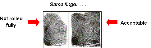Graphic depicting acceptable and unacceptable fingerprints