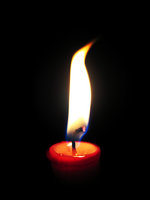 The flame of a candle