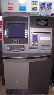 Smaller indoor ATMs dispense money inside  and other busy areas.