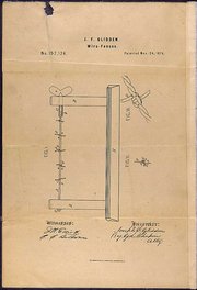 Patent Drawing for Joseph F. Glidden's Improvement to Barbed Wire, 11/24/1874.