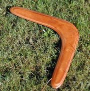 A typical wooden returning boomerang