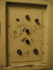Manual pushbutton elevator controls.