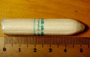 Tampon sold without applicator. (The ruler shown is in cm)