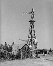 Farm windmill, Sheridan County, Kansas, USA, 1939.