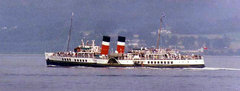 Paddle steamer PS Waverley steaming down the Firth of Clyde.