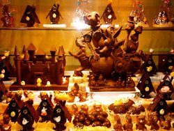 Chocolate can be molded, or as in this Spanish art, sculpted.