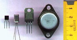  Through hole transistors (tape measure marked in centimeters)