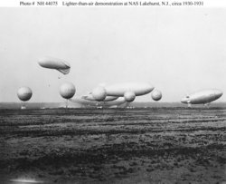 Several different kinds of  airships and balloons, circa 1930