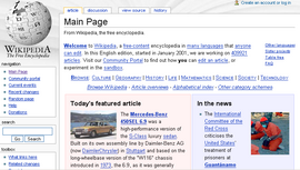 The main page of the English language version of Wikipedia.