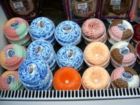 A variety of pre-packaged gelatin dessert products for sale at a supermarket in the U.S. state of  in 2004