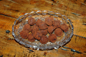 Chocolate truffles typically have a thin shell of chocolate with a soft center.