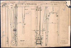 Elisha Otis's elevator patent drawing, 01/15/1861.