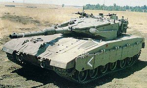 The caterpillar tracks of a tank (here an Israeli Merkava Mk-III) allow it to tackle most types of terrain, but they are only lightly armoured and are prone to mechanical failure.