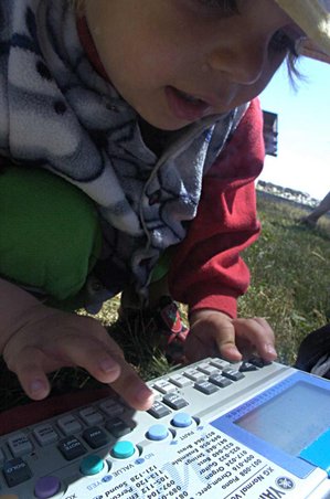 A modern synthesizer.  Modern technologies of miniaturization make products that are low in cost, and have small keys suitable for use by children.