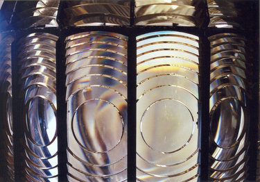 Close-up of a lighthouse lens