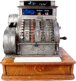 Antique crank-operated cash register