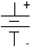 Circuit symbol for a battery (+ and - signs are optional)