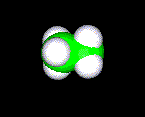 ethane molecule in cpk or space-filled model