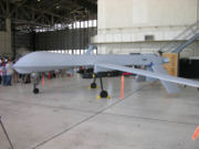 MQ-1 Predator, with inert Hellfire missiles, on display at the 2006 Edwards Open House