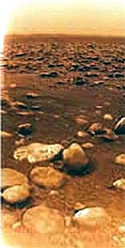 The Huygens landing site on Titan.