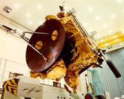 Technicians work on the  Ulysses space probe.