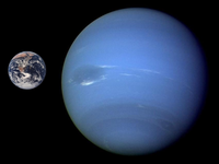 Comparison of the size of Neptune and the Earth
