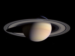 Saturn casts a shadow on its rings