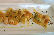 chestnut ravioli with shrimp